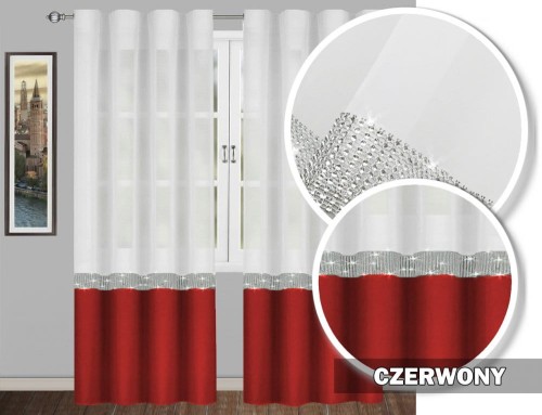 Firana GLAMOUR czerwony 160x145 taśma