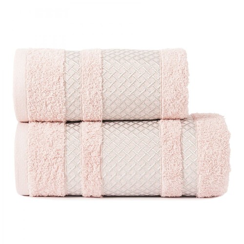 Ręcznik LIONEL 70x140 pudrowy ze srebrną bordiurą