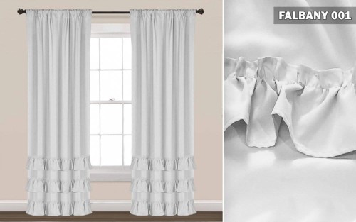Zasłony z falbankami 250x145 biały na taśmie