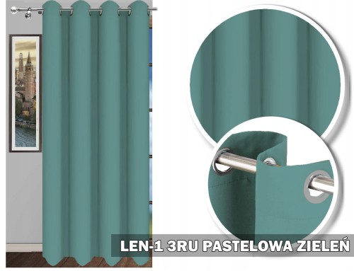 Zasłona LEN 1 230x145 pastelowy zielony na przelotkach