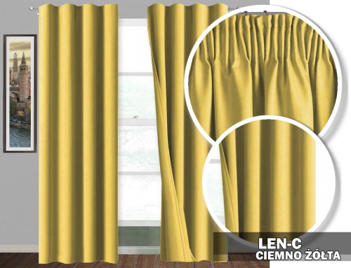 Zasłona na taśmie LEN-C 250x145 żółty
