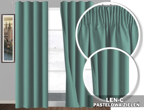 Zasłona na taśmie LEN-C 250x140 pastelowy zielony