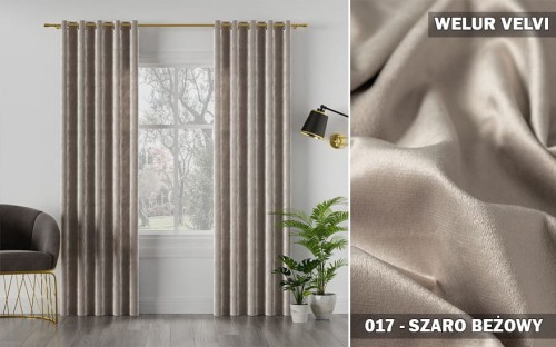 Gotowa zasłona velvi na taśmie 140x250 017 szaro-beżowy