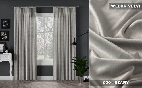 Gotowa zasłona velvi na taśmie 140x230 020 szary