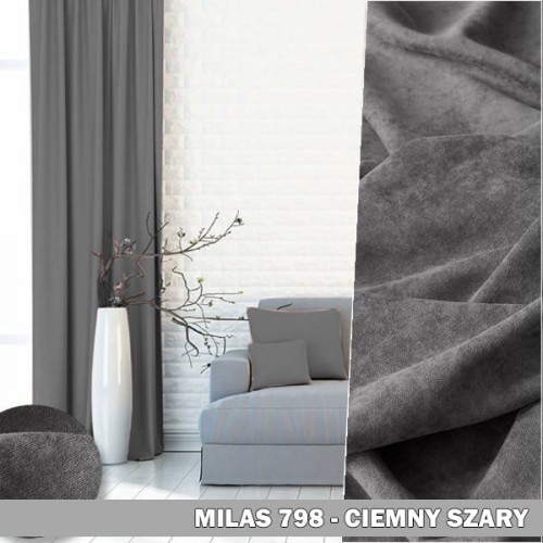 Gotowa zasłona na taśmie 140x230 Milas 798 ciemny szary