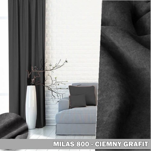 Gotowa zasłona na taśmie 140x250 Milas 800 ciemny grafit