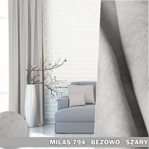 Gotowa zasłona na taśmie 140x250 Milas 794 beżowo-szary