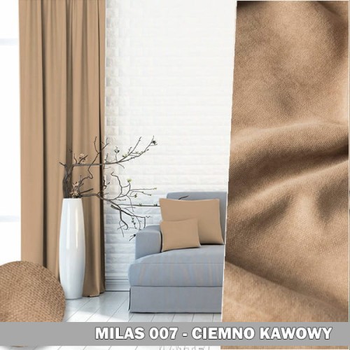Gotowa zasłona na taśmie 140x250 MILAS 007 ciemny kawowy