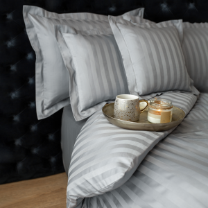 Komplet pościeli bambusowej z rantem szara