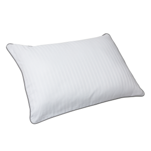 Poszewka biała adamaszek z wypustką -  ciemny szary