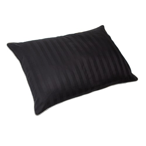 Poszewka bambusowa czarna z wypustką -  jasny szary