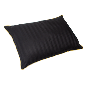 Poszewka bambusowa czarna z wypustką -  złotą