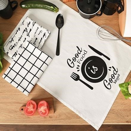 Komplet 3 ścierek kuchennych, rozmiar 40x60cm GOOD FOOD GOOD MOOD