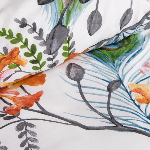 Posciel-bawelniana-160x200-Cottonlove-Biala-tropikalne-pomaranczowe-kwiaty (3).jpg