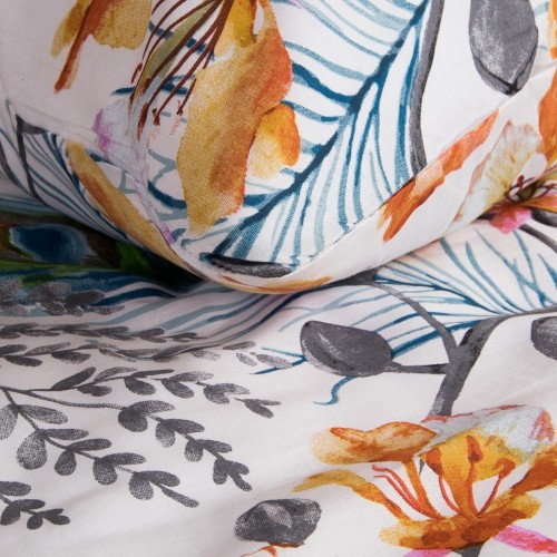 Posciel-bawelniana-160x200-Cottonlove-Biala-tropikalne-pomaranczowe-kwiaty (2).jpg