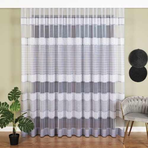 Firana żakardowa 17418 049 250 biała z szarym