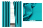 Tkanina zasłonowa obrusowa strecz Panama 5129 turkus 150