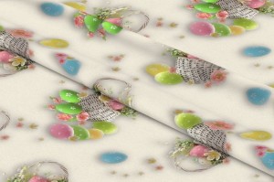 Tkanina obrusowa dekoracyjna wodoodporna 25034 – Koszyczek wielkanocny