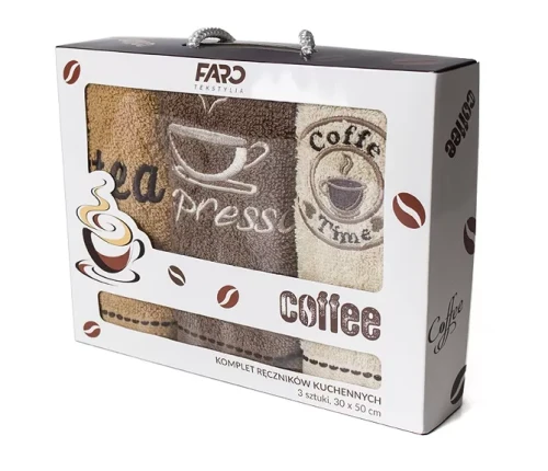 Komplet ręczników kuchennych 3 szt. 30x50 cm Coffee Faro