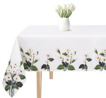 Obrus biały prostokątny z nadrukiem w wiosenne  kwiaty  symbol 060