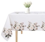 Obrus biały prostokątny z nadrukiem w wiosenne kwiaty  symbol 061