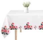 Obrus biały prostokątny z nadrukiem w wiosenne kwiaty  symbol 063