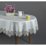 Obrus  plamoodporny z gipiurą kremowy okrągły 180 symbol 088