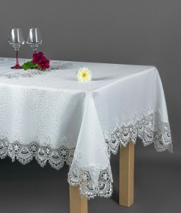 Obrus plamoodporny z gipiurą kremowy 140x350 symbol 088