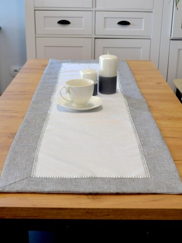 Bieżnik Glamour Megan biało-szary