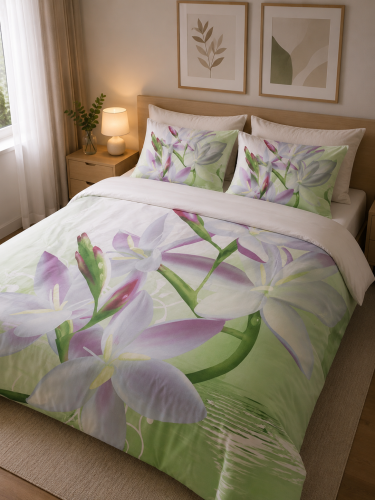 Pościel Satyna Bawełniana 3D - Kwiat Lilii - 160x200 