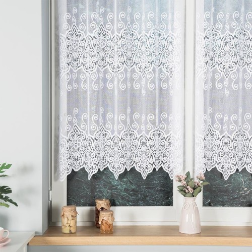 Firana żakardowa 18495 120  D biała ze wzorem pasowym