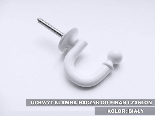 Uchwyt haczyk 45 mm biały