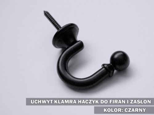 Uchwyt haczyk 30 mm czarny błysk
