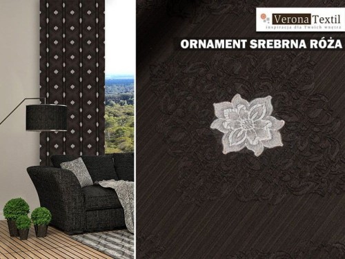 Materiał ornament srebrna róża 140