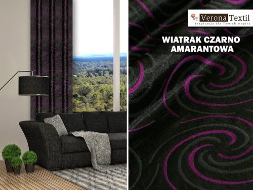 Materiał wiatrak czarno-amarantowy