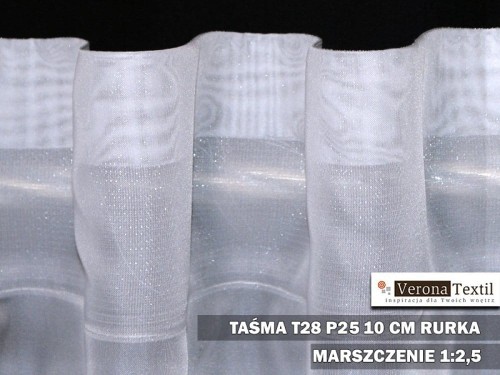 Taśma marszcząca T28 P25 10 cm 1:2,5 szlufka