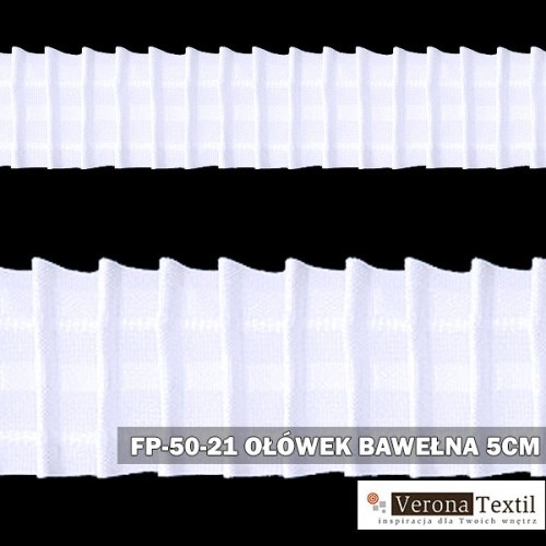 Taśma marszcząca 5 cm ołówek bawełna 1:2