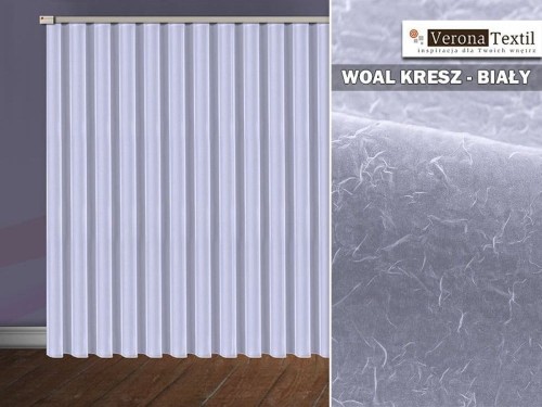 Woal kreszowany 270 cm - Biały