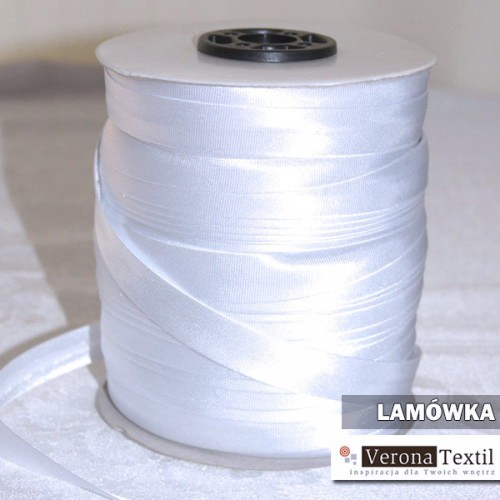 Lamówka atłasowa 15 mm biała rolka