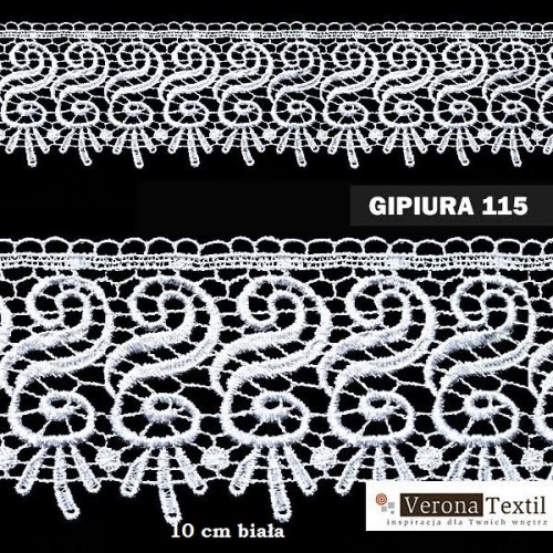 Gipiura motek 115 10 cm biała