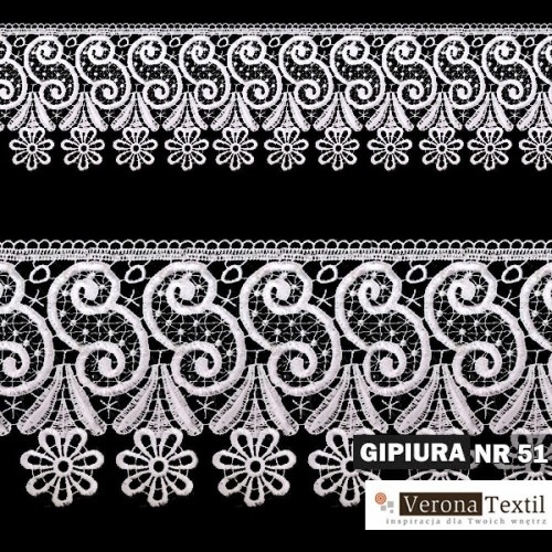 Gipiura motek numer 51 14 cm biała