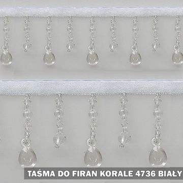 Tasiemka z koralikami 4736 biały – na metry (cena za 1 mb)