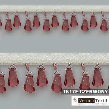 Tasiemka z koralikami TK 17E Czerwony