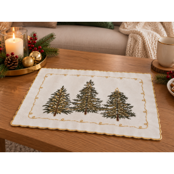 Elegancka podkładka świąteczna z haftowanymi choinkami 30 × 40 cm wzór:118