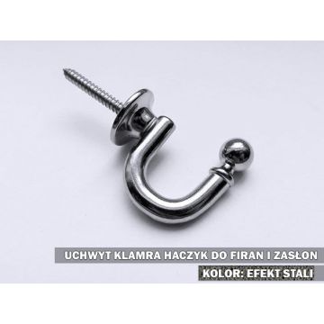 Uchwyt haczyk 45 mm efekt stali