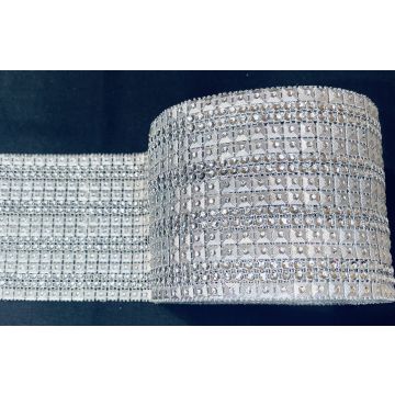 Tasiemka z cyrkoniami kwadrat srebrna 12 cm
