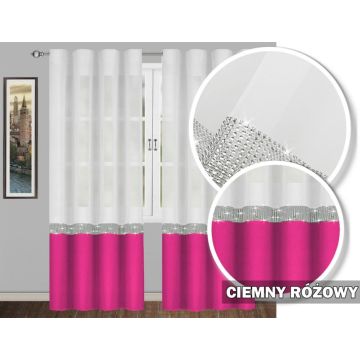 Firana GLAMOUR ciemny róż taśma