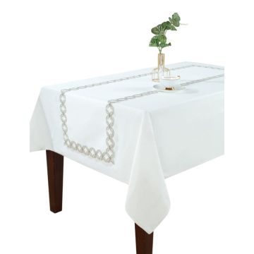 Bieżnik  Haft Silver BIAŁY 50x100 802