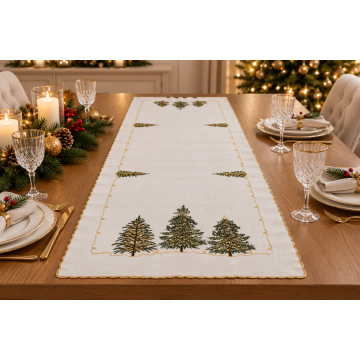 Elegancki bieżnik świąteczny z motywem choinek 60x120 wzór:118