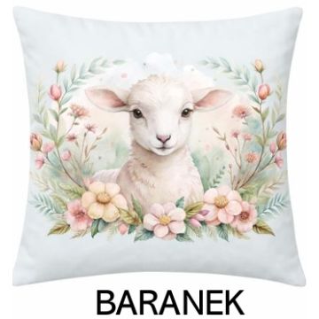 Poszewka dwustronna welwetowa wielkanocna Baranek 45x45